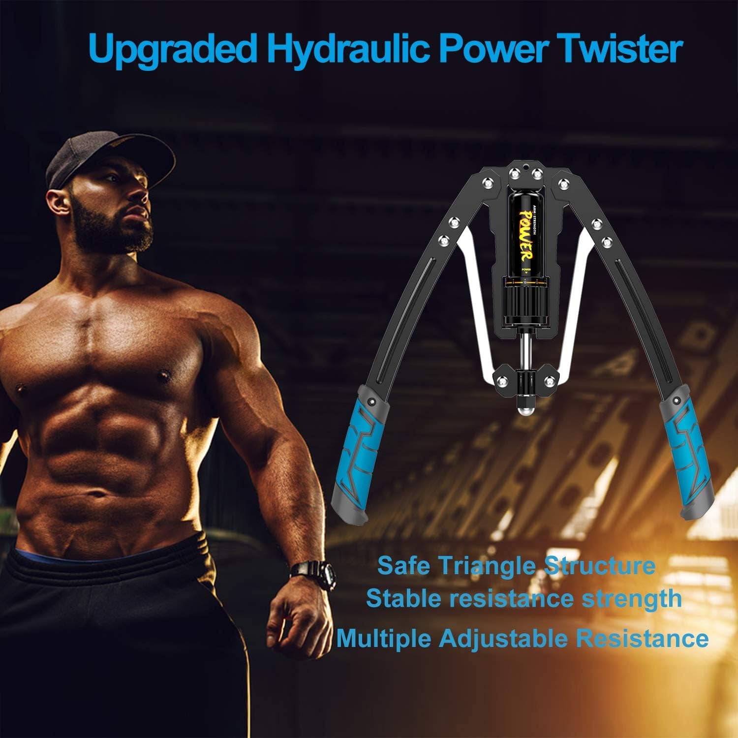 Hydraulic Power Twister Adjustable Arm-Exerciser - Home Chest Expander 22-440Lbs, Home Fitness Equipment Bar for Men and Women with Resistance (Blue)